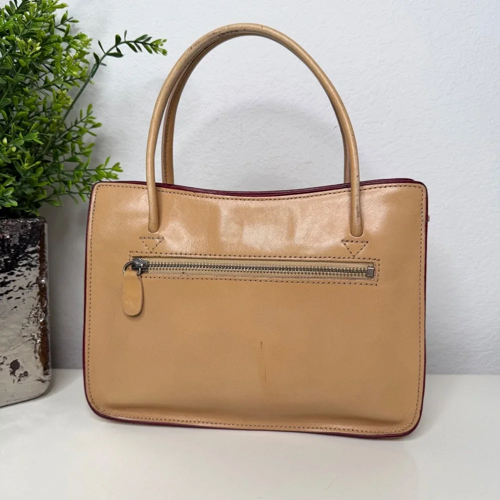 Monsac Leather Handbag Womens Tan Structured Minimalist Office Siren Small
